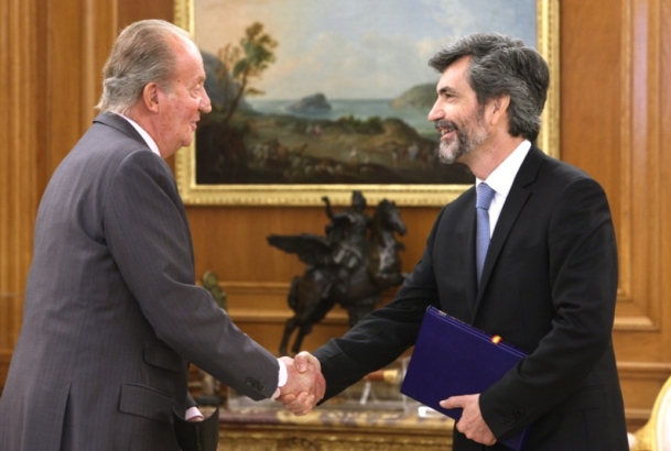 Su Majestad el Rey recibe el saludo del presidente del Tribunal Supremo y del Consejo General del Poder Judicial, Carlos Lesmes Serrano